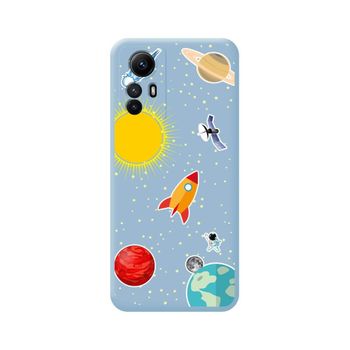 Funda Silicona Líquida Azul Xiaomi Redmi Note 12s Diseño Espacio Dibujos