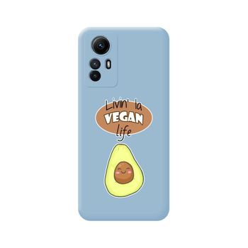 Funda Silicona Líquida Azul Xiaomi Redmi Note 12s Diseño Vegan Life Dibujos