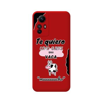 Funda Silicona Líquida Roja Xiaomi Redmi Note 12s Diseño Vaca Dibujos