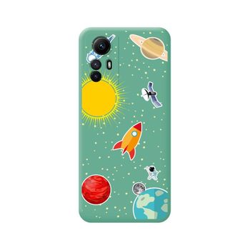 Funda Silicona Líquida Verde Xiaomi Redmi Note 12s Diseño Espacio Dibujos