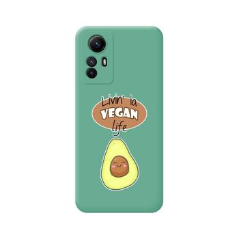 Funda Silicona Líquida Verde Xiaomi Redmi Note 12s Diseño Vegan Life Dibujos