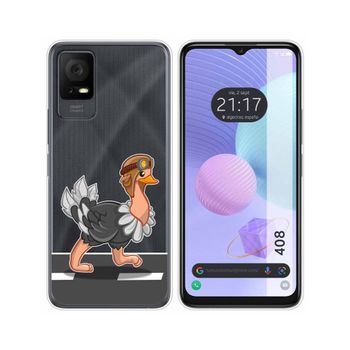 Funda Silicona Transparente Tcl 408 Diseño Avestruz Dibujos