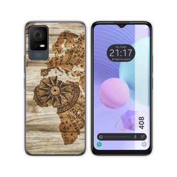 Funda Silicona Tcl 408 Diseño Madera 07 Dibujos