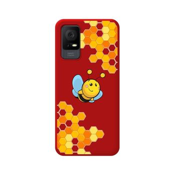 Funda Silicona Líquida Roja Tcl 408 Diseño Abeja Dibujos