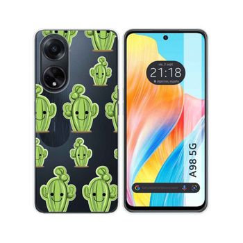 Funda Silicona Transparente Oppo A98 5g Diseño Cactus Dibujos