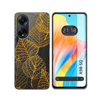 Funda Silicona Transparente Oppo A98 5g Diseño Hojas Dibujos