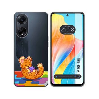 Funda Silicona Transparente Oppo A98 5g Diseño Leopardo Dibujos