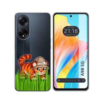 Funda Silicona Transparente Oppo A98 5g Diseño Tigre Dibujos