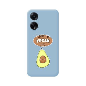 Funda Silicona Líquida Azul Oppo A98 5g Diseño Vegan Life Dibujos