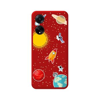 Funda Silicona Líquida Roja Oppo A98 5g Diseño Espacio Dibujos