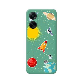 Funda Silicona Líquida Verde Oppo A98 5g Diseño Espacio Dibujos