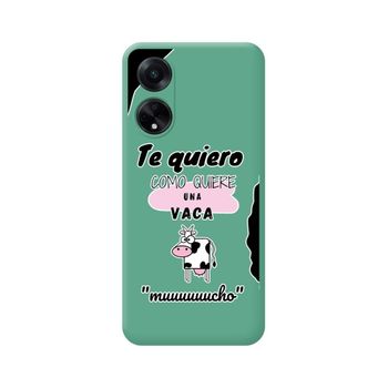 Funda Silicona Líquida Verde Oppo A98 5g Diseño Vaca Dibujos