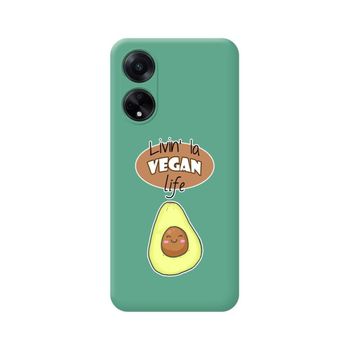 Funda Silicona Líquida Verde Oppo A98 5g Diseño Vegan Life Dibujos