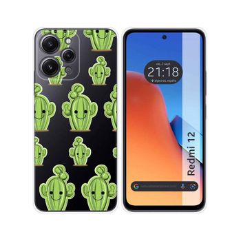 Funda Silicona Transparente Xiaomi Redmi 12 Diseño Cactus Dibujos