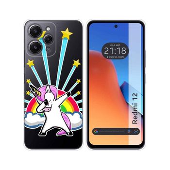 Funda Silicona Transparente Xiaomi Redmi 12 Diseño Unicornio Dibujos