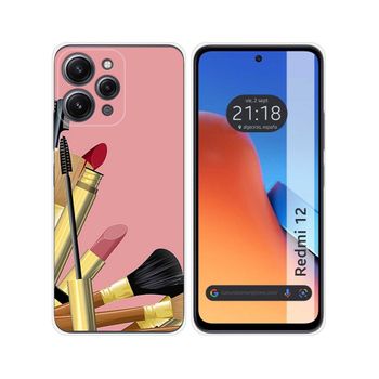 Funda Silicona Xiaomi Redmi 12 Diseño Brochas Dibujos