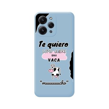 Funda Silicona Líquida Azul Xiaomi Redmi 12 Diseño Vaca Dibujos