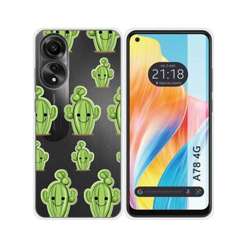 Funda Silicona Transparente Oppo A78 4g Diseño Cactus Dibujos