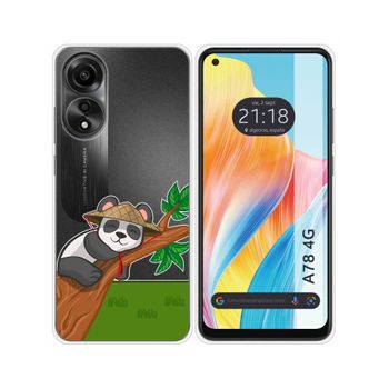 Funda Silicona Transparente Oppo A78 4g Diseño Panda Dibujos