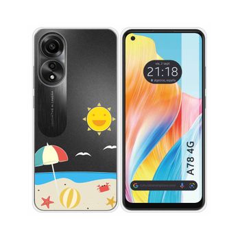 Funda Silicona Transparente Oppo A78 4g Diseño Playa Dibujos