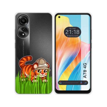 Funda Silicona Transparente Oppo A78 4g Diseño Tigre Dibujos