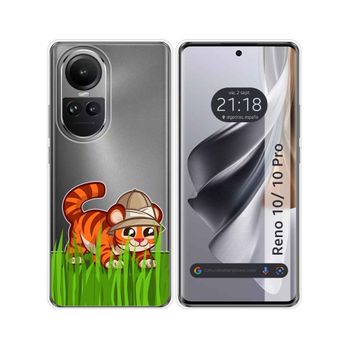 Funda Silicona Transparente Oppo Reno 10 5g / 10 Pro 5g Diseño Tigre Dibujos