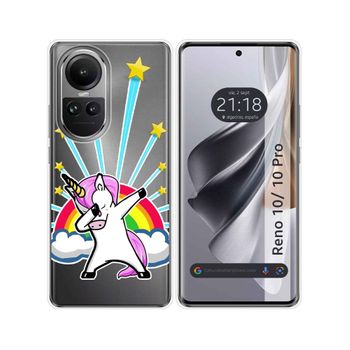 Funda Silicona Transparente Oppo Reno 10 5g / 10 Pro 5g Diseño Unicornio Dibujos