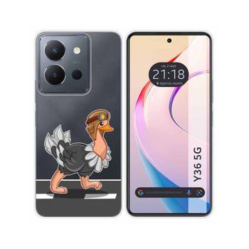 Funda Silicona Transparente Vivo Y36 4g / 5g Diseño Avestruz Dibujos