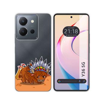 Funda Silicona Transparente Vivo Y36 4g / 5g Diseño Bufalo Dibujos