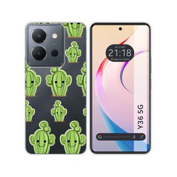 Funda Silicona Transparente Vivo Y36 4g / 5g Diseño Cactus Dibujos