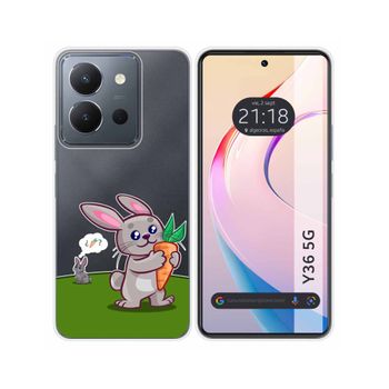 Funda Silicona Transparente Vivo Y36 4g / 5g Diseño Conejo Dibujos