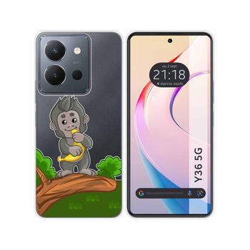 Funda Silicona Transparente Vivo Y36 4g / 5g Diseño Mono Dibujos