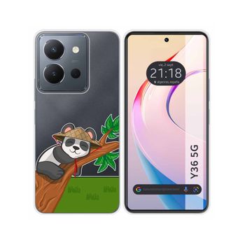 Funda Silicona Transparente Vivo Y36 4g / 5g Diseño Panda Dibujos