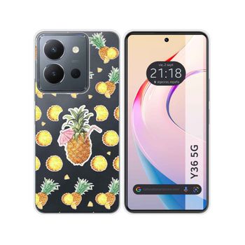 Funda Silicona Transparente Vivo Y36 4g / 5g Diseño Piña Dibujos