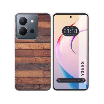 Funda Silicona Vivo Y36 4g / 5g Diseño Madera 03 Dibujos