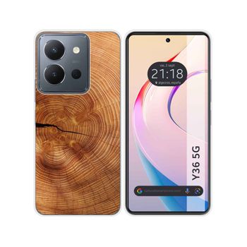 Funda Silicona Vivo Y36 4g / 5g Diseño Madera 04 Dibujos