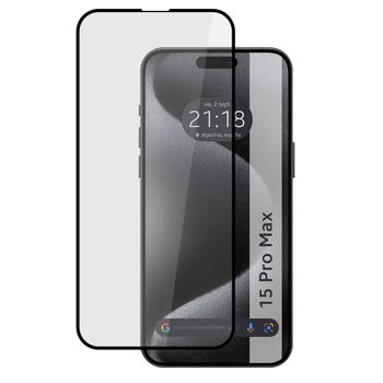 Protector de pantalla de cristal templado negro Contour iPhone 15