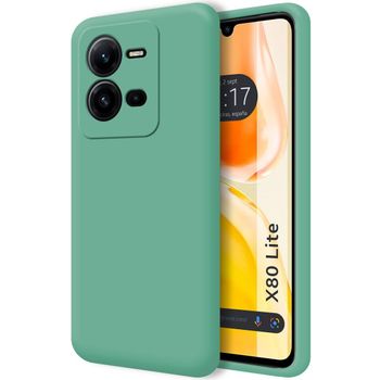 Funda Silicona Líquida Ultra Suave Para Vivo X80 Lite 5g Color Verde