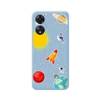 Funda Silicona Líquida Azul Oppo A78 4g Diseño Espacio Dibujos