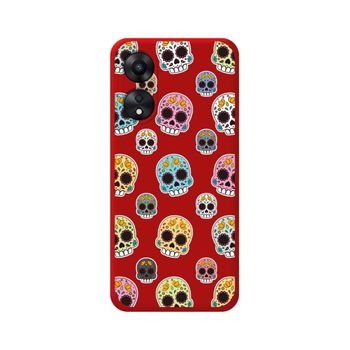 Funda Silicona Líquida Roja Oppo A78 4g Diseño Catrina Dibujos