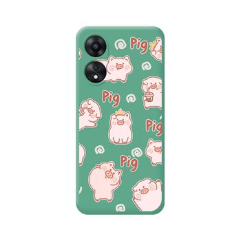 Funda Silicona Líquida Verde Oppo A78 4g Diseño Cerdos Dibujos