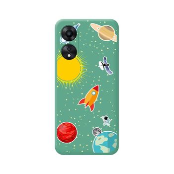 Funda Silicona Líquida Verde Oppo A78 4g Diseño Espacio Dibujos