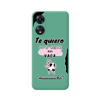 Funda Silicona Líquida Verde Oppo A78 4g Diseño Vaca Dibujos