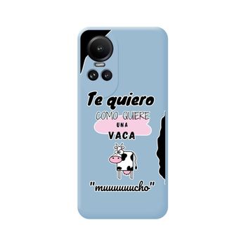 Funda Silicona Líquida Azul Oppo Reno 10 5g / 10 Pro 5g Diseño Vaca Dibujos