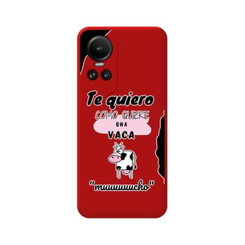 Funda Silicona Líquida Roja Oppo Reno 10 5g / 10 Pro 5g Diseño Vaca Dibujos