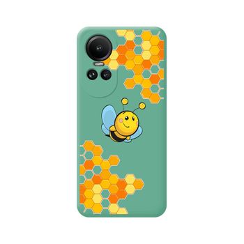 Funda Silicona Líquida Verde Oppo Reno 10 5g / 10 Pro 5g Diseño Abeja Dibujos