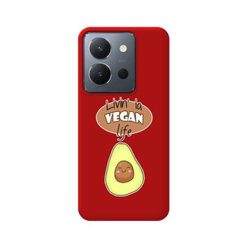 Funda Silicona Líquida Roja Vivo Y36 4g / 5g Diseño Vegan Life Dibujos