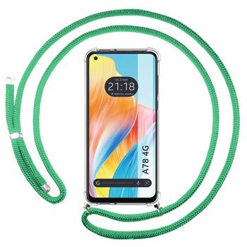 Funda Colgante Transparente Para Oppo A78 4g Con Cordon Verde Agua