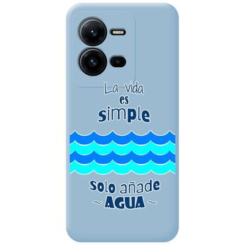 Funda Silicona Líquida Azul Para Vivo X80 Lite 5g Diseño Agua Dibujos