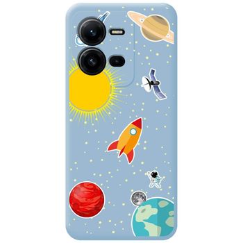 Funda Silicona Líquida Azul Para Vivo X80 Lite 5g Diseño Espacio Dibujos